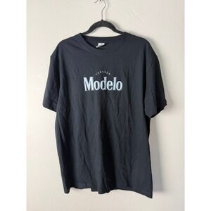 Cerveza Modelo Mens Black Graphic T-Shirt UFO Cowboy Desert Scene XL FL-T2300